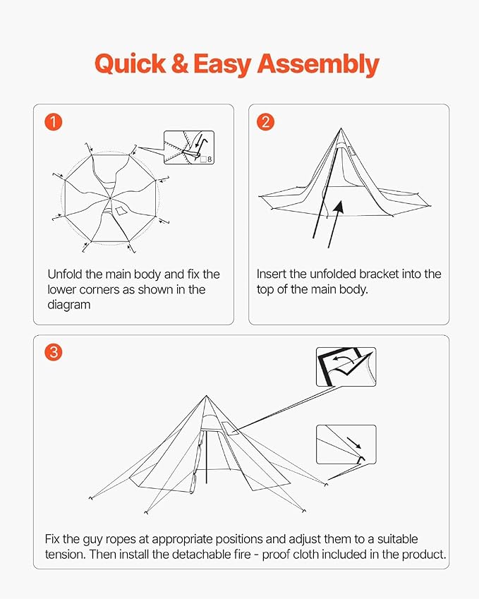 Hot Tent for 4-6 Person, Winter Tipi Tent with Stove Jack, Waterproof Canvas Camping Tent, 4 Season Shelter for Hiking Backpacking - L Size