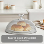 Stainless Steel Mesh Food Cover Plate Serving Cover Multifunctional,Sturdy,Utility,Portable Protector for Home Daily Use, Diameter 28 cm