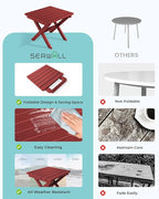 SERWALL Folding Outdoor Side Table Set of 2, Portable Adirondack Side Table, Red