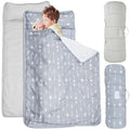2 Pack Toddler Nap Mat with Fleece Blanket, Extra Large Kids Sleeping Bag for Preschool Daycare, Portable Travel Camping Nap mats Machine Washable Arrow and Grey