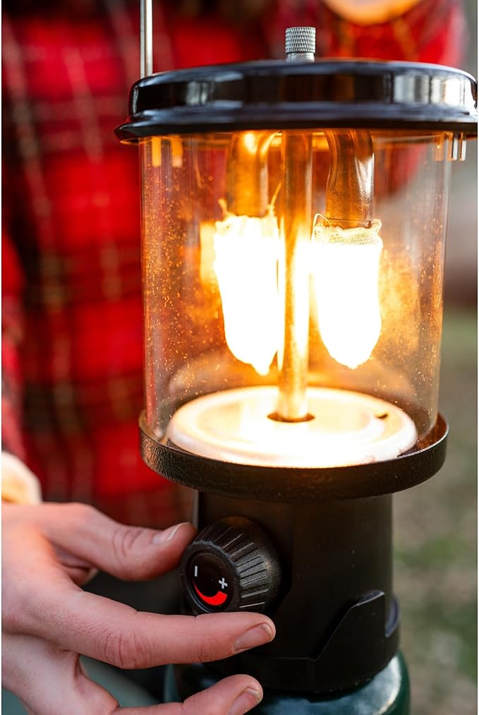 Stansport Propane Mantel Lantern – Outdoor Light with Adjustable Brightness, Carry Handle, Ventilated Hood, High-Output, Portable, for Emergency, Backpacking, Camping – Mantels Included