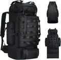 70L/100L Camping Hiking Backpack with Rain Cover, Expandable Large Military Tactical Backpack, Waterproof Molle Racksack Travel Backpacking Daypack for Climbing Trekking (Black)