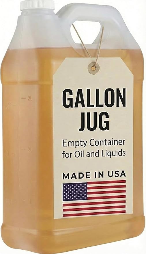 kitchentoolz 1 Gallon Water Jug with Lid – Heavy-Duty HDPE F-Style Plastic Jug for Drinking Water, Camping, Emergency Storage & Utility Liquids – Made in USA - 3 Pack