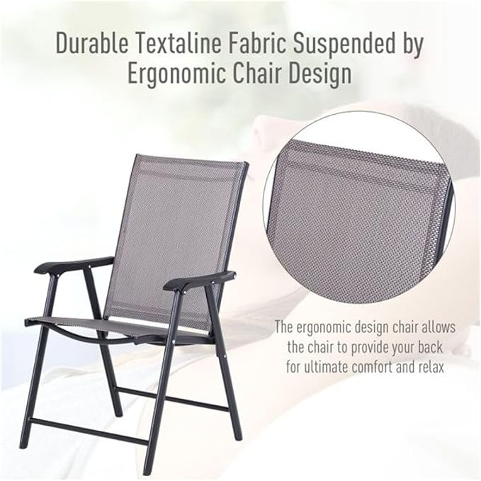 Folding Camping Chairs Set of 4, Portable Outdoor Chairs with Armrests - Heavy Duty Steel Frame, Breathable Mesh, Easy Carry for Camping, Fishing, Concerts