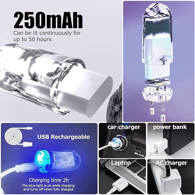 USB Mini LED Lantern, 2 Pack Waterproof EDC Keychain LED Flashlight for Camping, Type-C Rechargeable Battery Small Stick Lamp Puck Dog Collar Torch Light (Orange+Red)