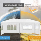 Tangkula 10x20 Ft Canopy Tent, Heavy Duty Party Tent with 4 Removable Sidewalls, Wind Ropes, Ground Stakes, Outdoor White Wedding Tents for Parties, Events, Backyard