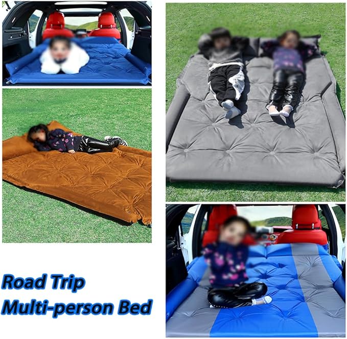 Self-Inflating Car Air Mattress for Toyota 4Runner 2010-2025 SUV 5-Seater, 5cm Thick Portable Foldable Double/Single Bed for Camping Travel,Suede Fabric Black