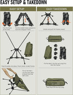 WildCall Lightweight Folding Camping Chair Compact Beach Chair with Anti-Sinking Large Feet