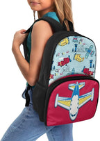 Lunch Backpack for School Picnic, 17 Inch Insulated Cooler Backpack With Lunch Compartment Meal Bag, Unisex Large Capacity Travel Casual School Bag Laptop Backpack, Cartoon Planes