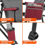 Overmont Camping Chair with Lumbar Support for Adults - Oversized with High Back Supports 450 LBS - Heavy Duty Folding Chair Portable for Outdoor Lawn Patio Balcony with Patent No.: US D1.028.543 S