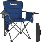 KingCamp Oversized Folding Camping Chair for Adults Portable Outdoor Lawn Chair Heavy Duty with Cooler, Cup Holder, Side Pocket, Carry Bag, Support 300lbs