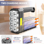 8 LED Solar Flashlight with COB Sidelight, 1000 Lumens Solar Powered Flashlights, Solar or USB Charging Waterproof Handheld Flashlights with 3 Modes for Fishing Outdoor Camping Emergencies