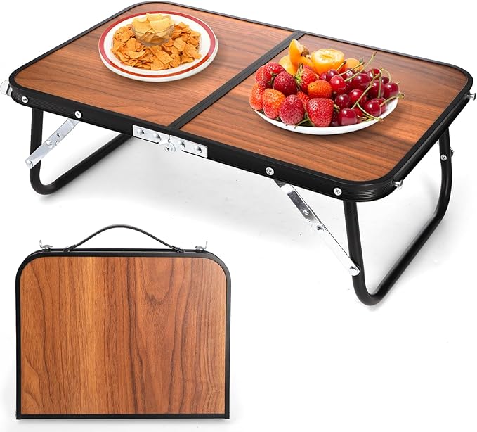 Folding Camping Table, Mini Portable Beach Table with Carry Handle, Ultralight Compact Picnic Dining Low Table for Grill, Indoor Outdoor, Garden, Patio, BBQ, Party