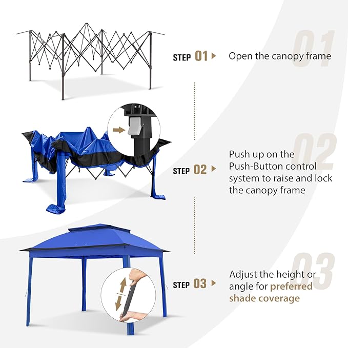 COOS BAY Pop up Gazebo 11x11, Instant Canopy Tent with Mesh Netting, Patio Gazebo with 121 Square Feet of Shade, 4 Weight Bags Included, Blue
