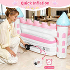 Lewondr Inflatable Kids Bed, Pink Castle Toddler Travel Bed with Electric Air Pump, Kids Blow Up Mattress with Portable Storage Bag, Kids Air Mattress Princess Toddler Bed for Home Camping Sleepovers