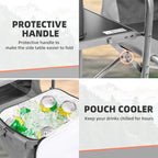 Director Camping Chair with Cooler Bag & Foldable Side Tray - 400lbs Heavy Duty Outdoor Folding Lawn Chair, Portable Camp Chair for Fishing/Backyard (Black & Gray)