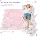 Toddler Nap Mat, Kids Sleeping Bag with Pillow & Minky Blanket, Girls Extra Large Rolled Nap Mats for Preschool Daycare Camping Kindergarten