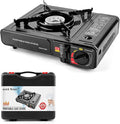 Butane Stove, Portable Camping Stove with Carry Case & Push-Button Starter, Includes Precise Temperature Control & 7,650 BTUs of Power for Camping, Tailgating, & More