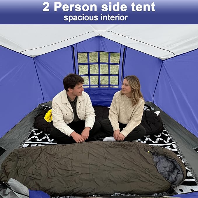 KAMPKEEPER 2 Person Canopy Side Tent, Camping Tent for 10x10 Canopies, Easy Up Cube Tents Gazebo Room with Mesh Window for Camping, Storage, Events(Canopy Not Included)