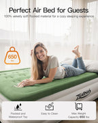Full Size Air Mattress with Built in Pump, 18" Raised Comfort Air Bed, Upgraded Flocked Top Blow up Mattress with Carrying Bag, Inflatable Mattress for Guests & Home, AirBed, 650 lbs Max