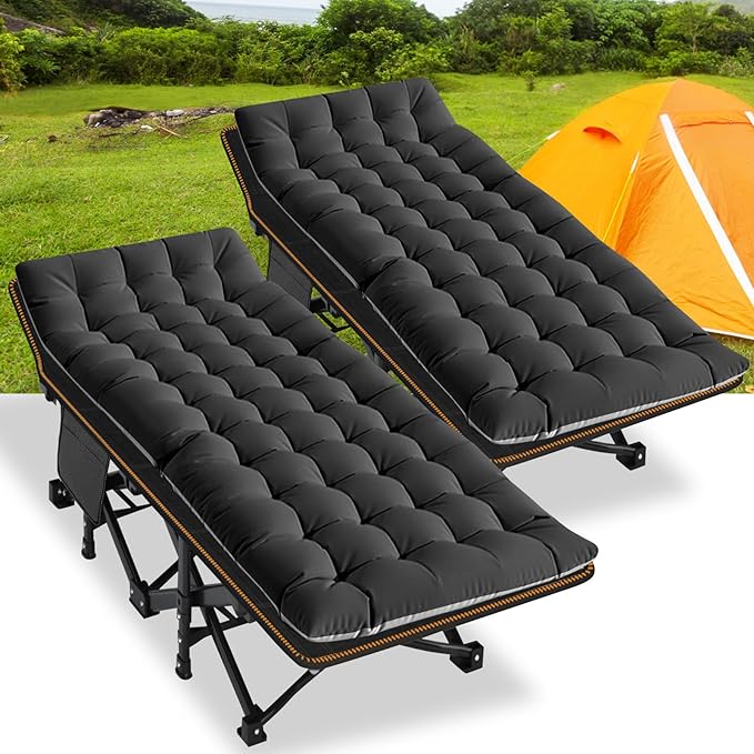 NAIZEA Oversized XXL Folding Camping Cot for Adults, Heavy Duty Outdoor Bed with Carry Bag, Portable Sleeping Bed for Outdoor Travel Camp Beach Vacation