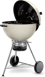 Weber Master-Touch Charcoal Grill, 22-Inch, Ivory – Premium Outdoor BBQ Grill with Tuck-Away Lid Holder & One‑Touch™ Cleaning System, Porcelain‑Enameled Kettle