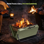 Ranger Plus Portable Charcoal Grill – Folding BBQ with Large Grilling Grate for Camping, Tailgating & Backyard | Serves 4–5, Full‑Grate Cooking Coverage, 304 Stainless Steel, 3‑Second Setup
