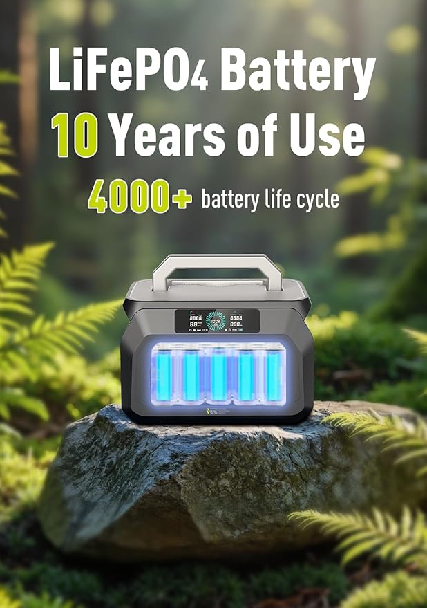 IEETek P800 Portable Power Station,512Wh LiFePO4 Battery,800W(1600W Peak)AC Outlet Power Bank,1 Hour Fast Charging Lithium Solar charger Generator,Home Use,Emergency Backup,RVs,camping essentials gear