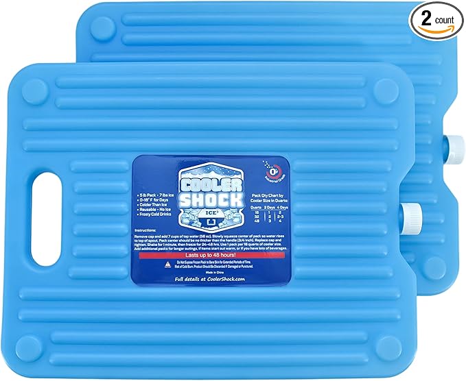 Cooler Shock Ice Packs - Reusable, Premium, Large Pack and Lunch Set for Long Term Use - Cools Faster Than Ice - Cooler Accessories