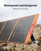 200 Watt Portable Solar Panel for Power Station, 24% High Efficiency Foldable Solar Charger with MC4 & USB Outputs, IP66 Waterproof Solar Panels with 4 Kickstands for Trip RV Camping Off Grid