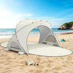 Beach Tent Sun Shelter, Beach Shade Tent with UPF50+ UV Protection, Sun Shelter for 1-4 Person, Beaches Shade with 2 Zippered Doors, Portable Tents for Camping Fishing, Beige