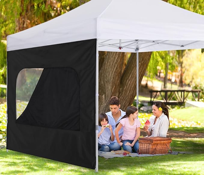 COOSHADE Instant Canopy SunWall 10x10 Canopy SideWall for Pop up Canopy Tent, 1 Pack Sidewall with Mesh Window Only, Black