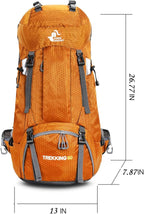 Bseash 60L Waterproof Hiking Camping Backpack with Rain Cover, Large Outdoor Sport Travel Daypack Rucksack for Climbing