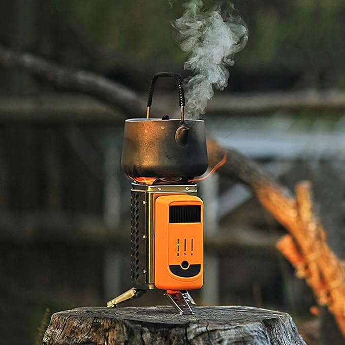 Wood Burning Electricity Generating USB Charging Camping Stove for Outdoor Adventures(Green)