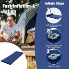 Tangkula Self Inflating Sleeping Pad, 3 Inch Inflatable Camping Mattress Pad with 9.5R Value, Insulated Foam Camping Mat with Pillow, Lightweight Camp Sleep Pad for Backpacking, Car, Tent