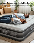 CHILLSUN 2026 Upgraded Queen Air Mattress with Built in Pump, 3 Mins Quick Self-Inflation Blow Up Mattress, Flocked Top Inflatable Mattress, Leak-Proof Airbed for Camping Guests and Home