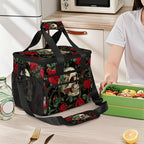 Gothic Skull Rose Flower Soft Cooler Bag Insulated Lunch Box for Men & Women, Large Leakproof Lunch Bag Portable Beach Cooler for Work, Picnic, Road Trips,Fishing, Travel, Camping,A-8