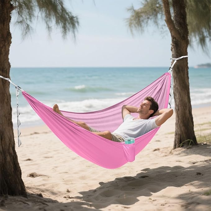 Coral Pink Double Hammocks with Travel Bag Camping Hammocks for Travel 114" x 54"