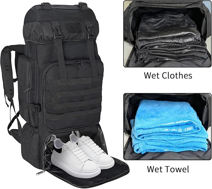 80L 100 liters Hiking Backpack Camping Rucksack, Men Outdoor Travel Climbing Knapsack Mountaineering Trekking Backpack