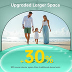 Beach Tent Sun Shelter, Sun Shelter for 1-3 Person, Beach Shade Tent, Beaches Shade with 2 Zippered Doors, Portable Tents for Camping Fishing, Green