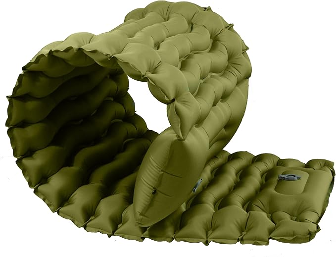 Enlarged and thickened air Sleeping Mats for camping (78.75 x 27.55 X 3.93 inches), 330lbs load capacity, quick inflation in 25 seconds at maximum speed, low noise, TPU coated(Military Green)