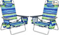 Giantex Folding Beach Chair, Patio Sling Chairs with 5 Adjustable Position, Head Pillow, Storage Bag, Towel Bar, Cup Holders, Backpack Chairs for Sunbathing, Camping Chair