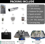 DANCHEL OUTDOOR TSG Portable TA1 Titanium Tent Wood Stove for Backpacking Camping, Collapsible Hot Tent Stove Rollable Chimney Pipe Cooking Hiking (Small/Large)