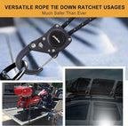 Ayaport Rope Tie Down Ratchet with Carabiner Clip 1/4" x 12' Rope Cord Tightener Heavy Duty Construction Kayak tie Downs for Tent, Tarp, Camping