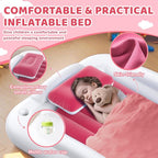 Inflatable Toddler Travel Bed - 60 Inches Portable Toddler Bed for Travel with Safety Sides - Cozy Kids Air Mattress Set with High-Speed Pump & Carry Case - Lightweight & Easy to Inflate(Pink)