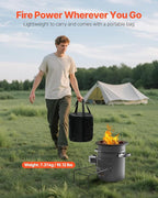 VEVOR Camping Rocket Stove, Wood Burning Portable Rocket Stove with Carrying Bag for Backpacking, SPCC Steel, Double Door, Burn Twigs, Sticks or Charcoals for Outdoor Cooking, Backyard, Camp Cooking