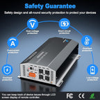 4000W Pure Sine Wave Inverter 12V DC to 110V/120V AC Converter, 8000W Peak, LCD Remote Control, 4 AC Outlets, USB & Type-C – Heavy Duty for RV, Truck, Off-Grid Solar, Home Emergency Power