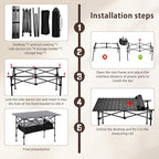 Adjustable Height Aluminum Folding Camping Table，Folding Grill Table，for Outdoor, Camping, Beach, BBQ, Patio, and Picnic, Durable & Waterproof with Carrying Bag(Large-Size)