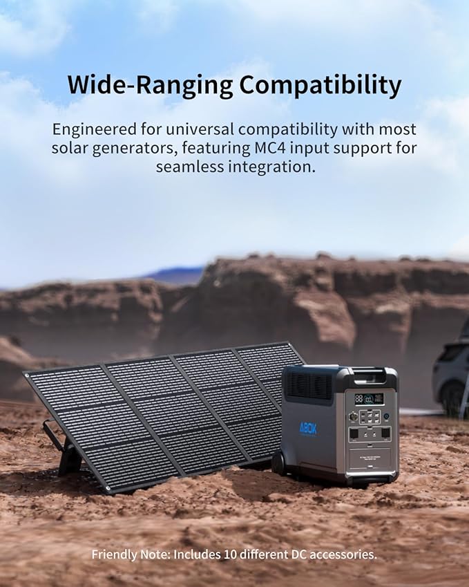 200W Portable Solar Panel with Kickstand, Foldable & Durable, 23.5% High Efficiency, Waterproof IP68 for Power Station Off Grid Outdoor Adventures Camping RV Road Trip Home (200W Solar Pannel)