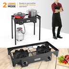 ROVSUN 2 Burner Outdoor Propane Gas Stove 150,000 BTU High Pressure Stand Cooker for Backyard Cooking Camping Home Brewing Canning Turkey Frying, 20 PSI Regulator
